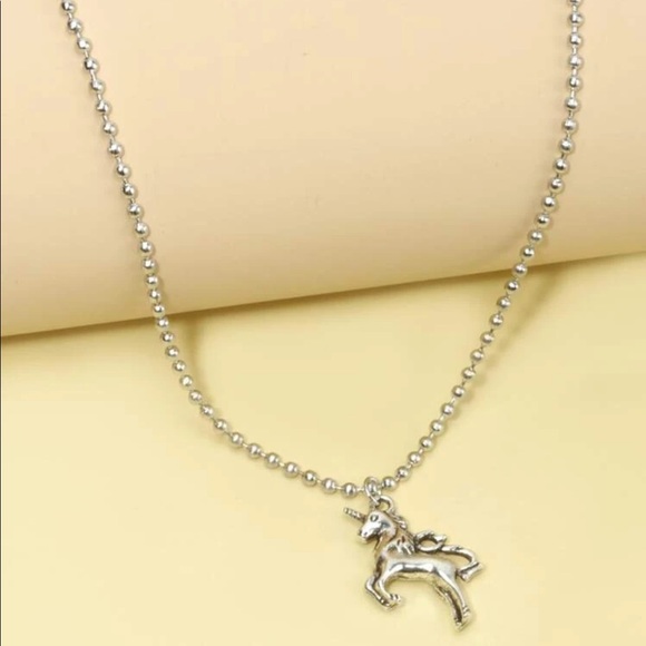 🦄Unicorn Charm Silver Bead Ball Chain necklace - Picture 2 of 3